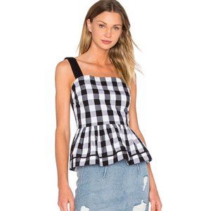 KATE SPADE GINGHAM PEPLUM TOP